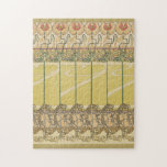 Alfonse Mucha Poppies Art Nouveau Floral Wallpaper Pussel<br><div class="desc">An elegant and vibrant repeating border and panel design inspired by the legendary Art Nouveau master, Alphonse Mucha. This stunning pattern, based on Mucha's Untitled (1902) work, features stylized red poppies atop tall, sinuous stems against a bright yellow-green field. The design is framed by intricate borders of flowing organic lines,...</div>