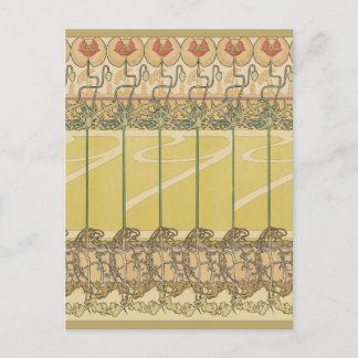 Alfonse Mucha Poppies Art Nouveau Floral Wallpaper Vykort
