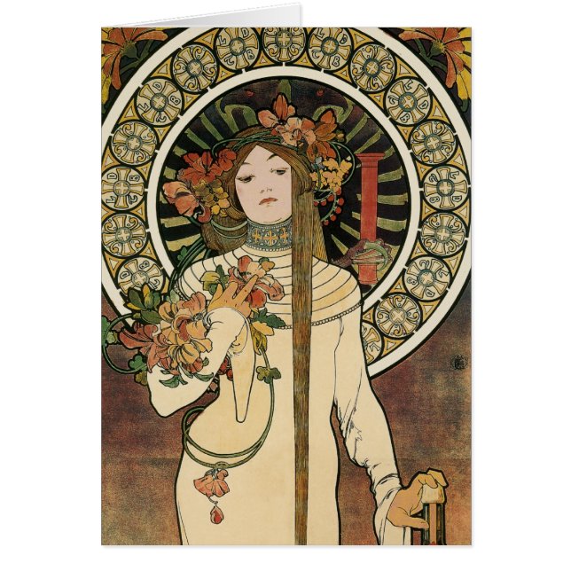 Alfonse Mucha Trappistine Nouveau Vintage Affisch Hälsningskort (Framsidan)
