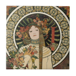 Alfonse Mucha Trappistine Nouveau Vintage Affisch Kakelplatta