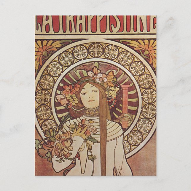 Alfonse Mucha Trappistine Nouveau Vintage Affisch Vykort (Framsida)
