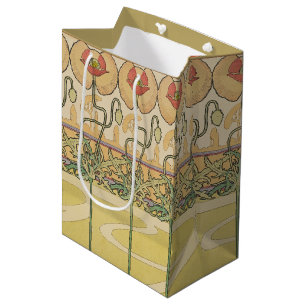 Alfonse Mucha Vallmo Art Nouveau Blommig Tapet