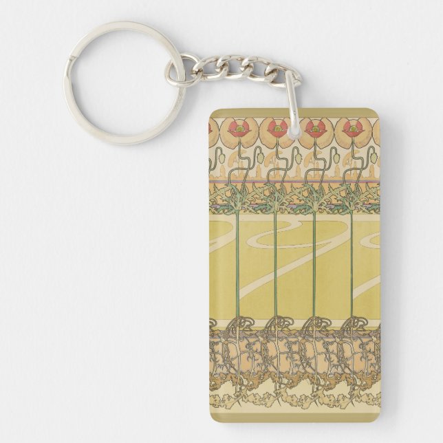 Alfonse Mucha Vallmo Art Nouveau Blommig Tapet (Framsidan)