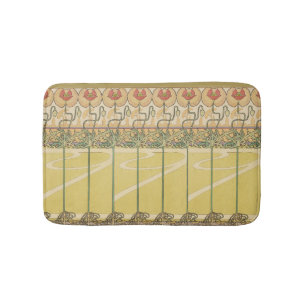 Alfonse Mucha Vallmo Art Nouveau Blommig Tapet Badrumsmatta