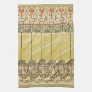 Alfonse Mucha Vallmo Art Nouveau Blommig Tapet Kökshandduk