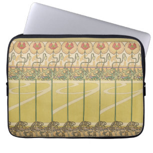 Alfonse Mucha Vallmo Art Nouveau Blommig Tapet Laptop Fodral