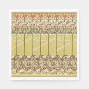 Alfonse Mucha Vallmo Art Nouveau Blommig Tapet Pappersservett