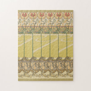 Alfonse Mucha Vallmo Art Nouveau Blommig Tapet Pussel