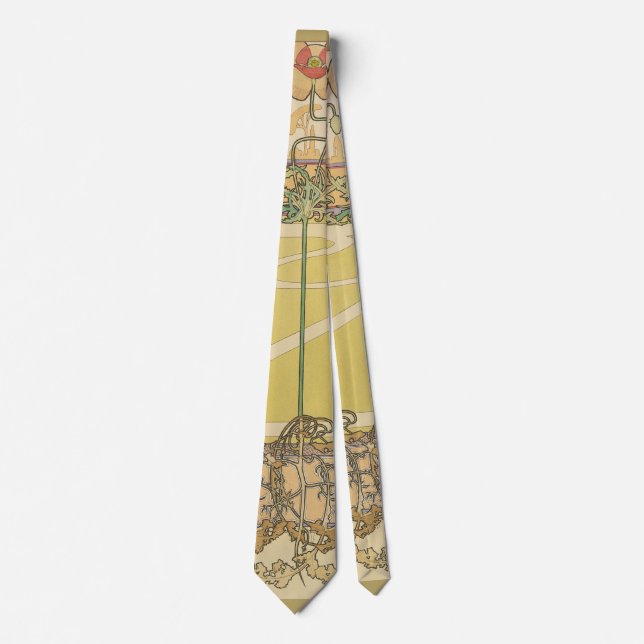 Alfonse Mucha Vallmo Art Nouveau Blommig Tapet Slips (Framsida)