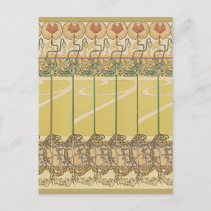 Alfonse Mucha Vallmo Art Nouveau Blommig Tapet Vykort