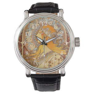 Alfonse Mucha Zodiac Art nouveau Woman Armbandsur
