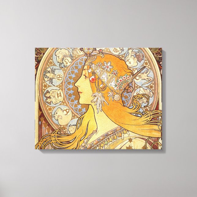Alfonse Mucha Zodiac Art nouveau Woman Canvastryck (Framsida)