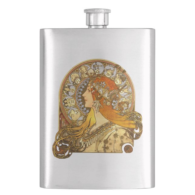 Alfonse Mucha Zodiac Art nouveau Woman Fickplunta (Framsidan)