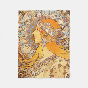 Alfonse Mucha Zodiac Art nouveau Woman Fleecefilt