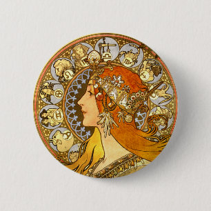 Alfonse Mucha Zodiac Art nouveau Woman Knapp