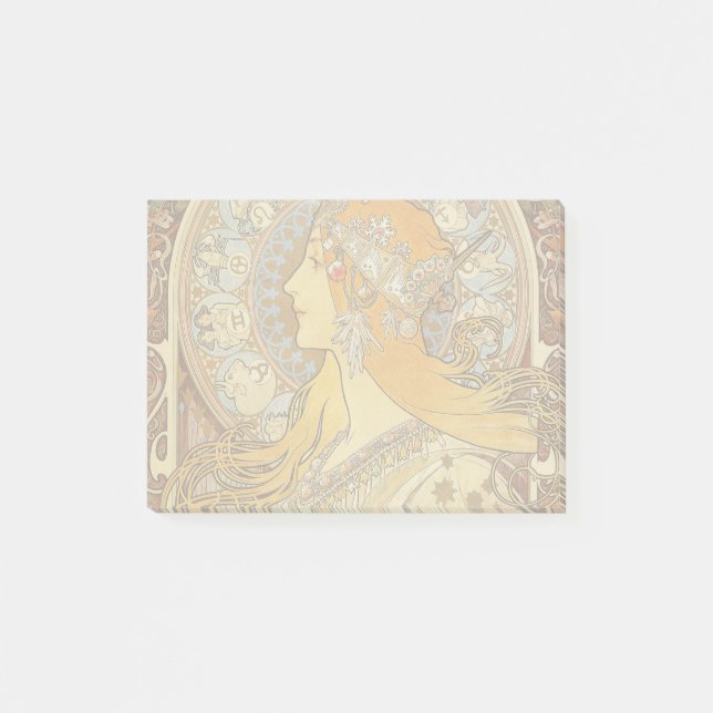 Alfonse Mucha Zodiac Art nouveau Woman Post-it Block (Framsida)