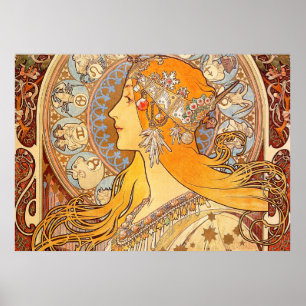 Alfonse Mucha Zodiac Art nouveau Woman Poster