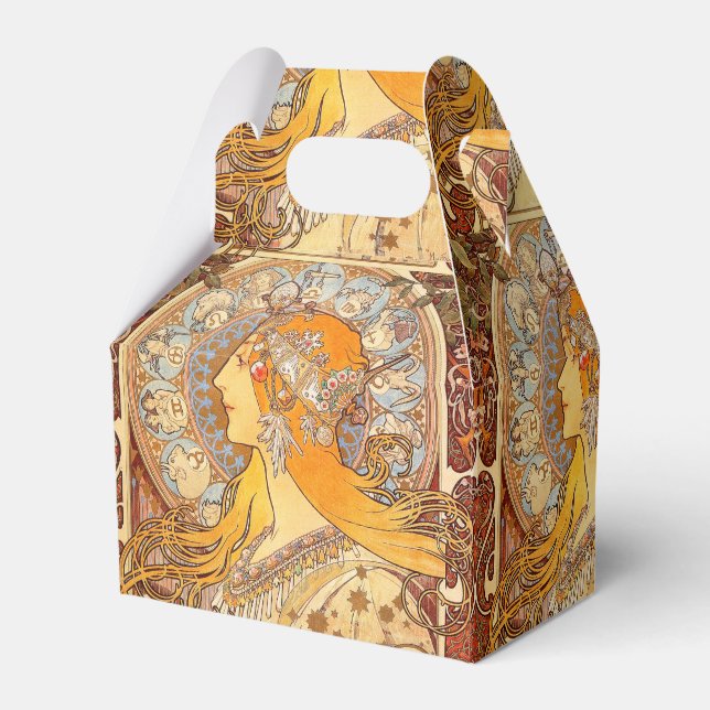 Alfonse Mucha Zodiac Art nouveau Woman Presentaskar (Framsidan Sidan)