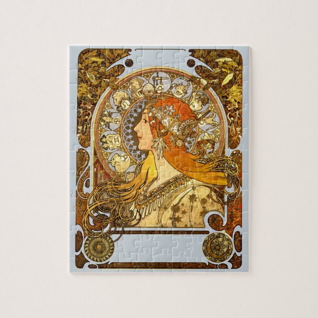 Alfonse Mucha Zodiac Art nouveau Woman Pussel (Vertikal)