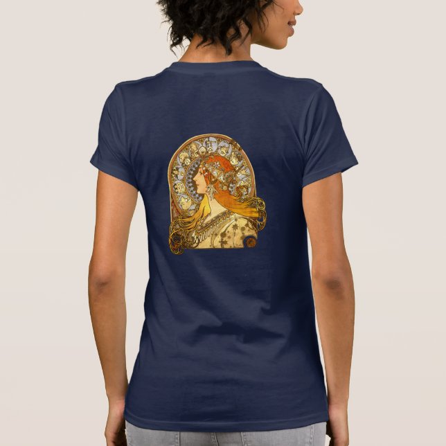 Alfonse Mucha Zodiac Art nouveau Woman Tee Shirt (Baksida)