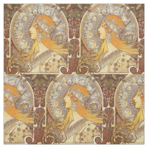Alfonse Mucha Zodiac Art nouveau Woman Tyg