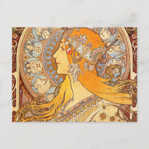 Alfonse Mucha Zodiac Art nouveau Woman Vykort