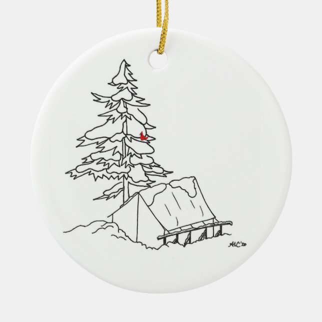 Alford Sjö Camp Snowy Tält Ornament (Framsidan)