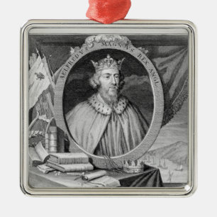 Alfred den Underbara (849-99) Kung av Wessex, grav Julgransprydnad Metall