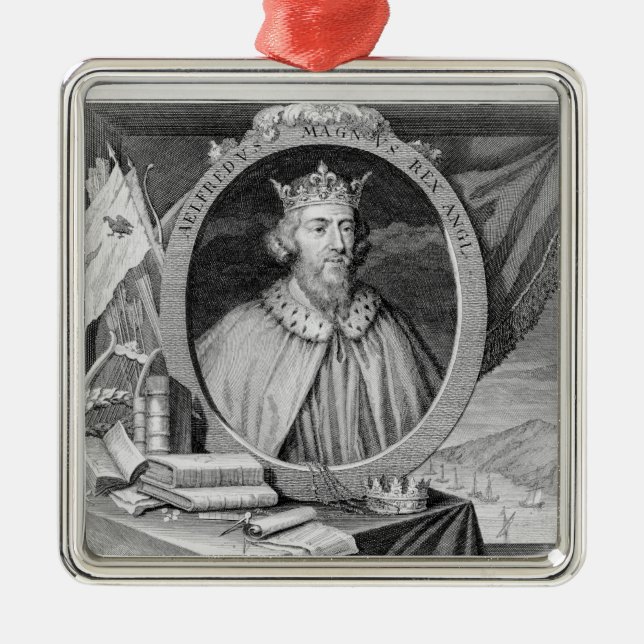 Alfred den Underbara (849-99) Kung av Wessex, grav Julgransprydnad Metall (Framsidan)