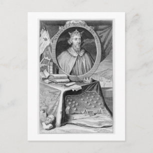 Alfred den Underbara (849-99) Kung av Wessex, grav Vykort