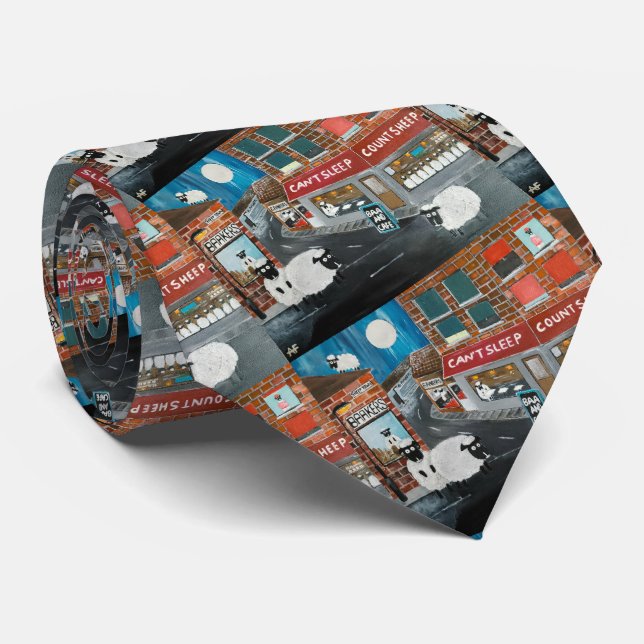 Alfred Fox målning av får Slips (Rullad)