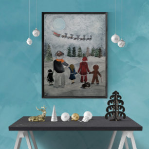 Alfred Fox målning av Festive Friends Canvastryck