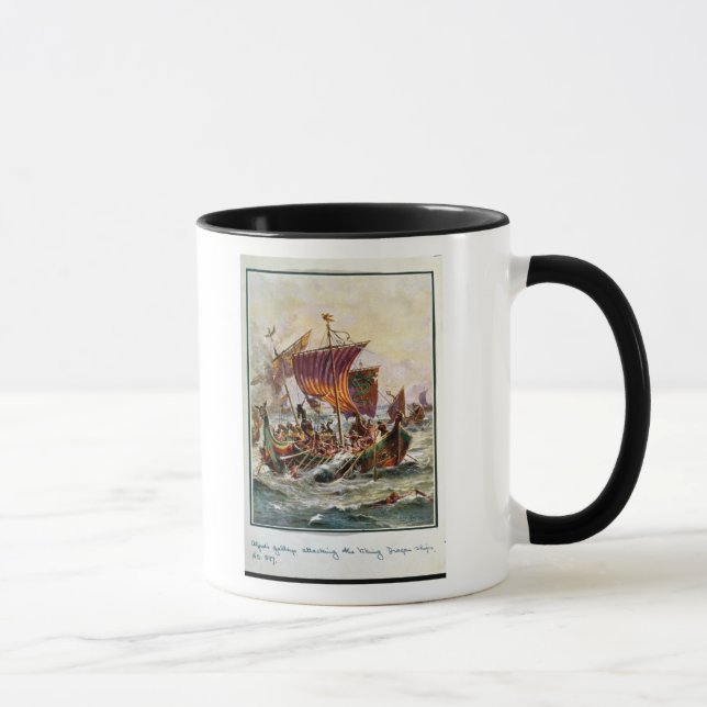 Alfred galär som anfaller den Viking draken Mugg (Höger)