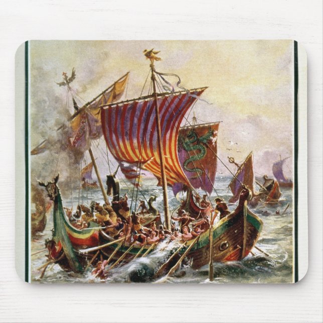 Alfred galär som anfaller den Viking draken Musmatta (Framsidan)