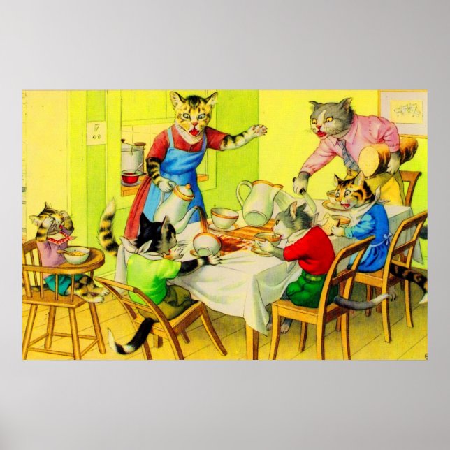 Alfred Mainzer cat Dinner Disaster Poster (Framsidan)