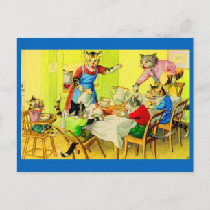 Alfred Mainzer cat Dinner Disaster Vykort