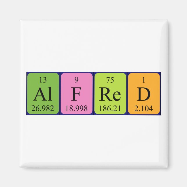 Alfred Periodiska bord namn magnet (Framsidan)