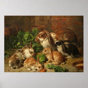 Alfred Richardson Barber Familj med kaniner Poster