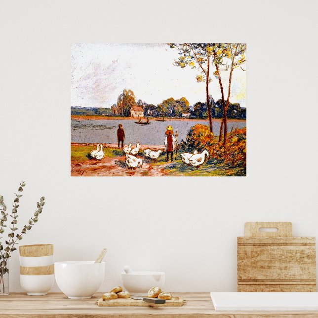Alfred Sisley art: Vid floden Loing Poster (Kök)