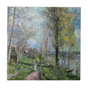 Alfred Sisley - Banker i Seine vid Kakelplatta