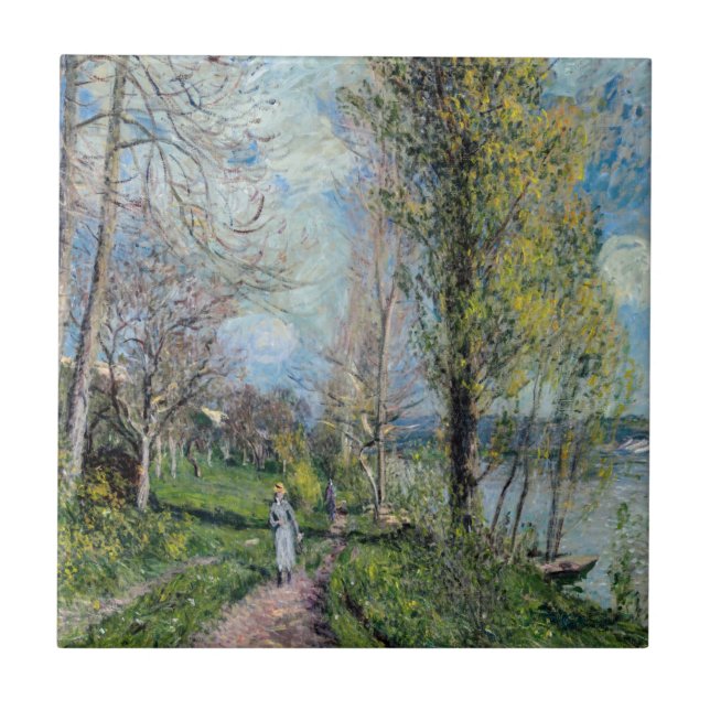 Alfred Sisley - Banker i Seine vid Kakelplatta (Framsidan)