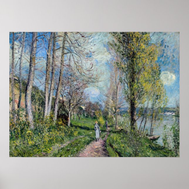 Alfred Sisley - Banker i Seine vid Poster (Framsidan)