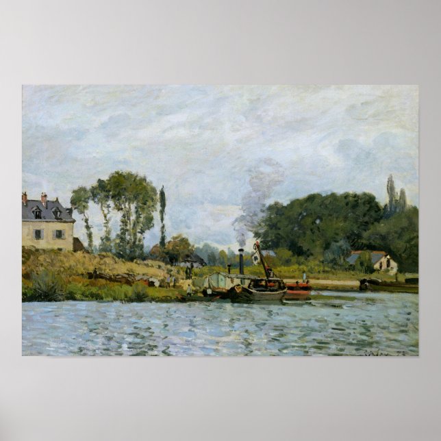 Alfred Sisley | Båtar vid låset vid Bougival Poster (Framsidan)