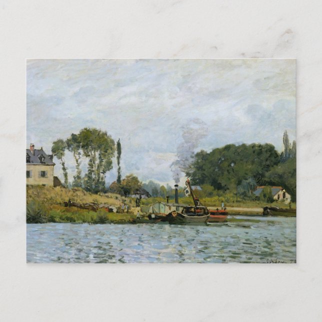 Alfred Sisley | Båtar vid låset vid Bougival Vykort (Framsida)
