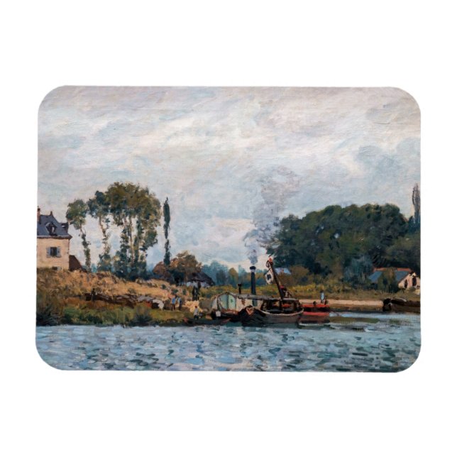 Alfred Sisley - Båtar vid slussen i Bougival Magnet (Horisontell)