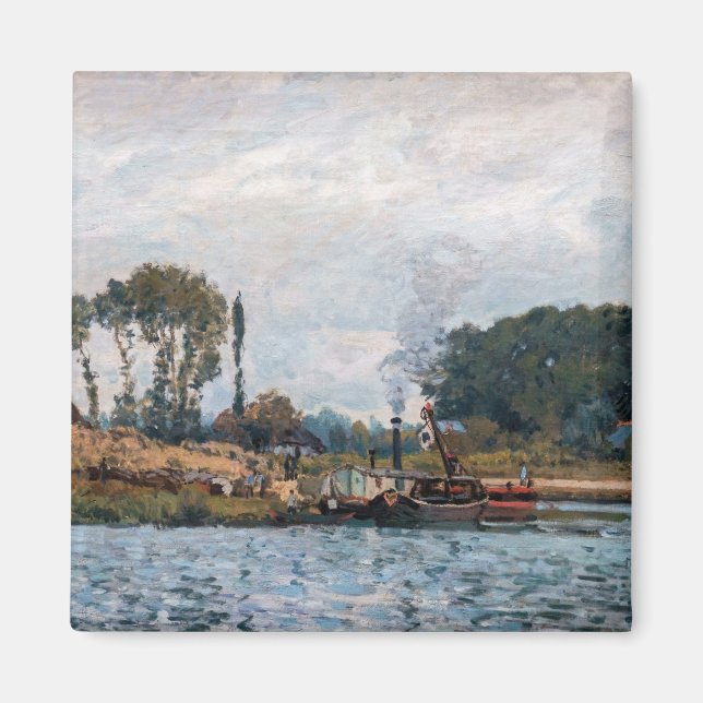 Alfred Sisley - Båtar vid slussen i Bougival Magnet (Framsidan)