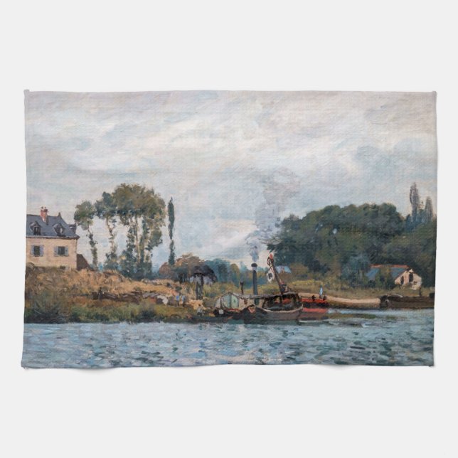 Alfred Sisley - Boats at Lock at Bougival Kökshandduk (Horisontell)