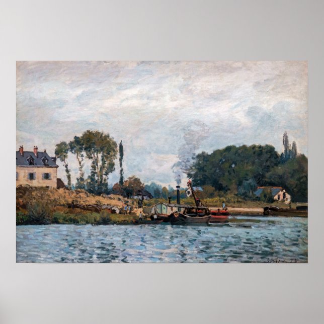 Alfred Sisley - Boats at Lock at Bougival Poster (Framsidan)