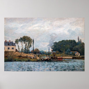 Alfred Sisley - Boats at Lock at Bougival Poster