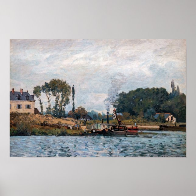 Alfred Sisley - Boats at Lock at Bougival Poster (Framsidan)